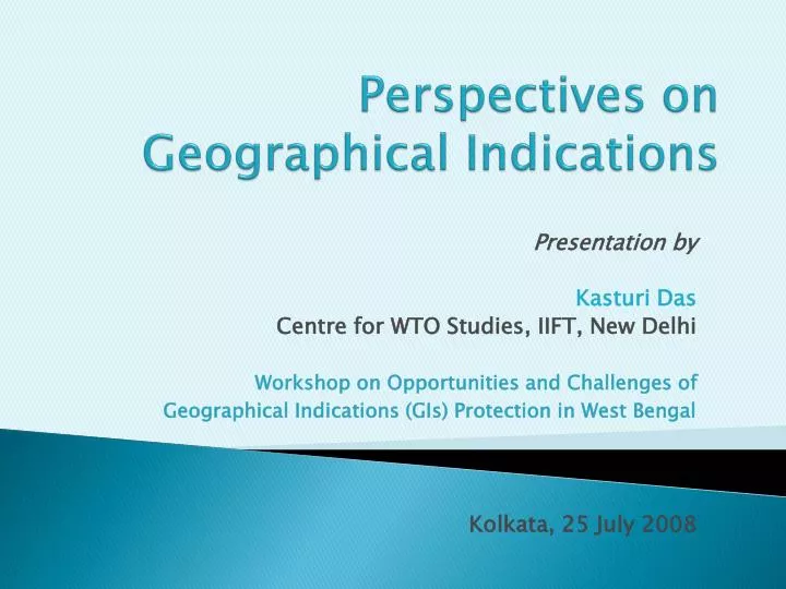 perspectives on geographical indications