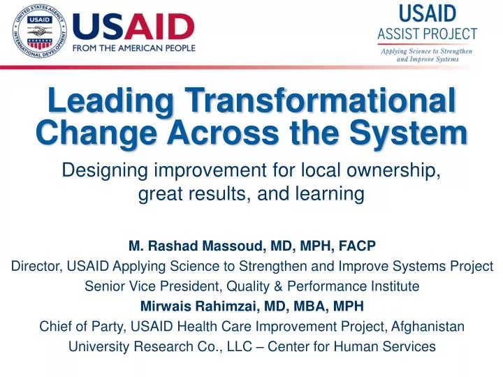 leading transformational change across the system