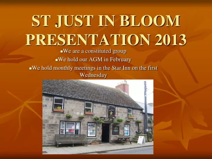 st just in bloom presentation 2013