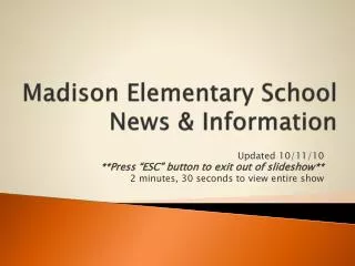 Madison Elementary School News &amp; Information