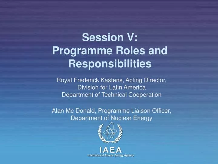 session v programme roles and responsibilities