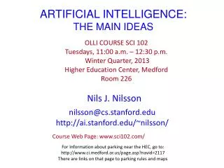 ARTIFICIAL INTELLIGENCE: THE MAIN IDEAS