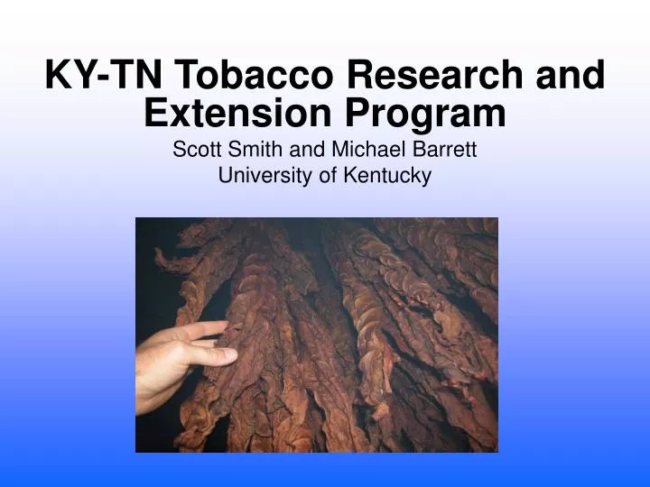 ky tn tobacco research and extension program scott smith and michael barrett university of kentucky