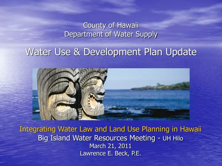 county of hawaii department of water supply water use development plan update