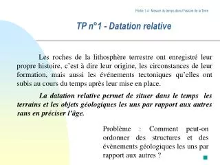 tp n 1 datation relative