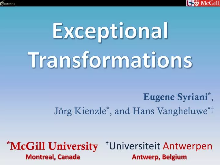 exceptional transformations