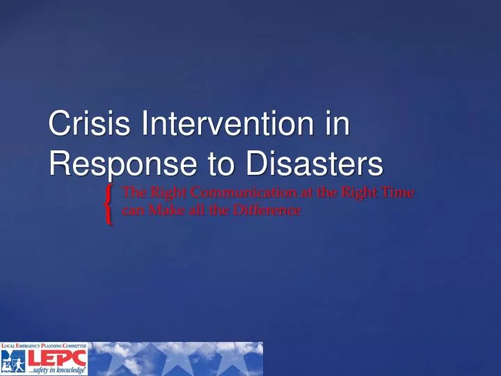 crisis intervention in response to disasters