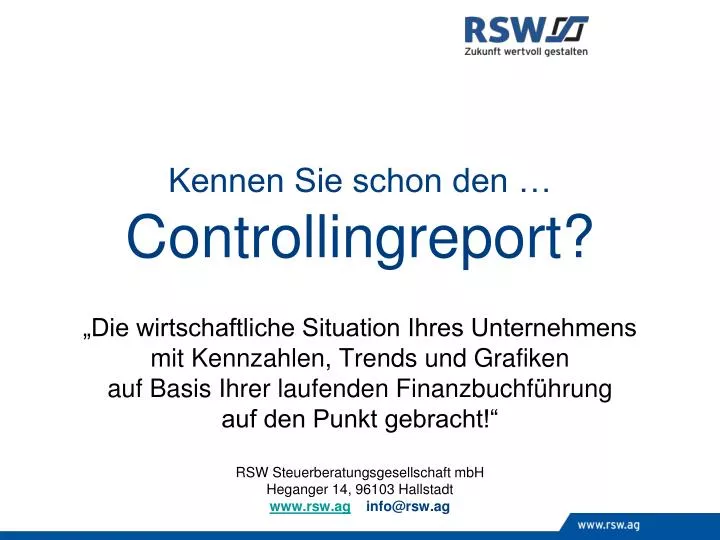 kennen sie schon den controllingreport