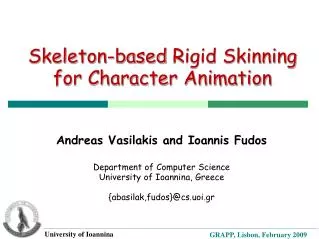 Skeleton-based Rigid Skinning for Character Animation