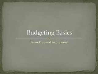 Budgeting Basics