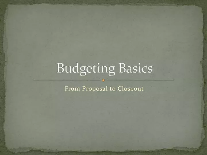 budgeting basics