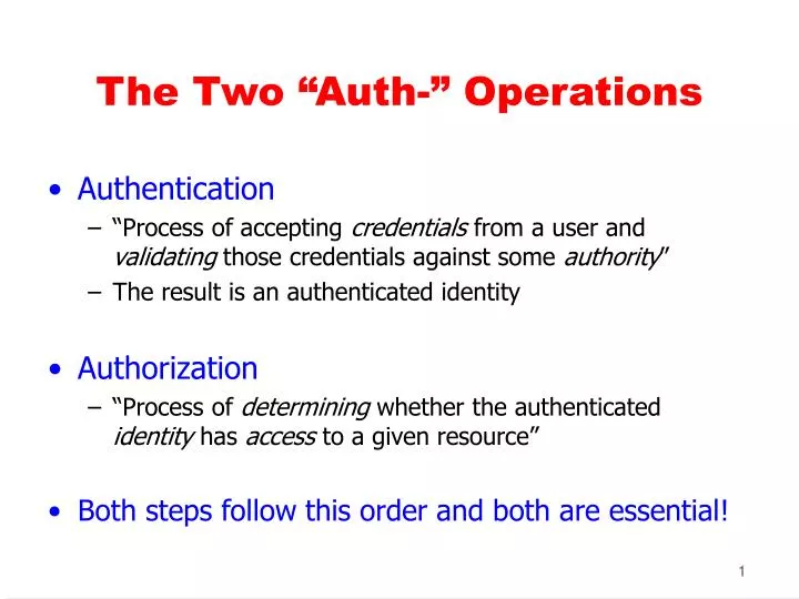 the two auth operations