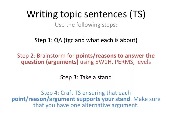 writing topic sentences ts