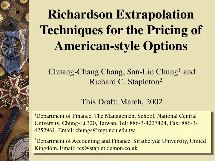 richardson extrapolation techniques for the pricing of american style options