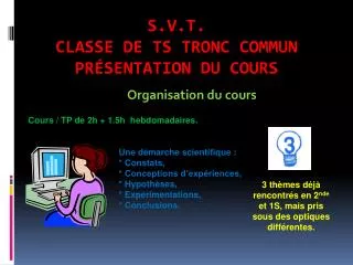 organisation du cours