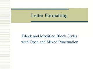 Letter Formatting