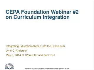 CEPA Foundation Webinar #2 on Curriculum Integration