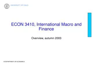 ECON 3410, International Macro and Finance