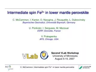 Intermediate spin Fe 2+ in lower mantle perovskite