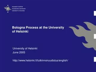 Bologna Process at the University of Helsinki