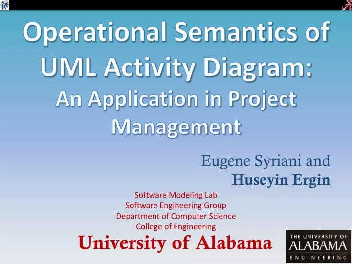 operational semantics of uml activity diagram an application in project management