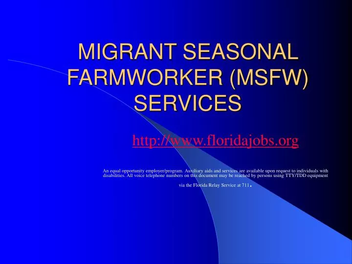 migrant seasonal farmworker msfw services