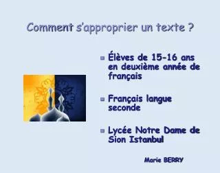 comment s approprier un texte
