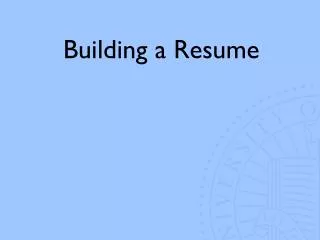 Building a Resume