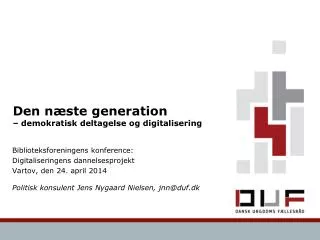 den n ste generation demokratisk deltagelse og digitalisering