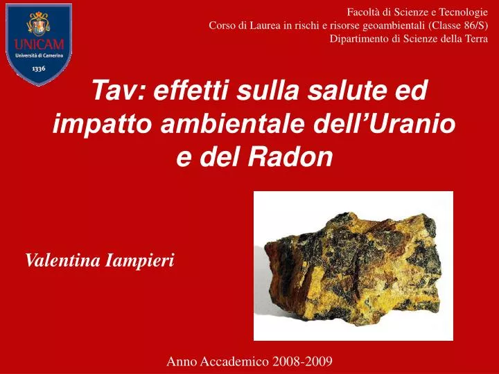 tav effetti sulla salute ed impatto ambientale dell uranio e del radon