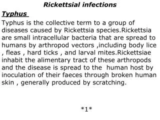 Rickettsial infections Typhus