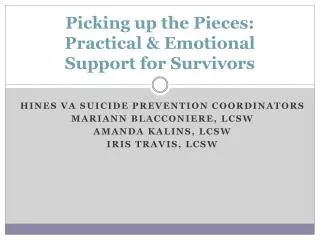 Picking up the Pieces : Practical &amp; Emotional Support for Survivors