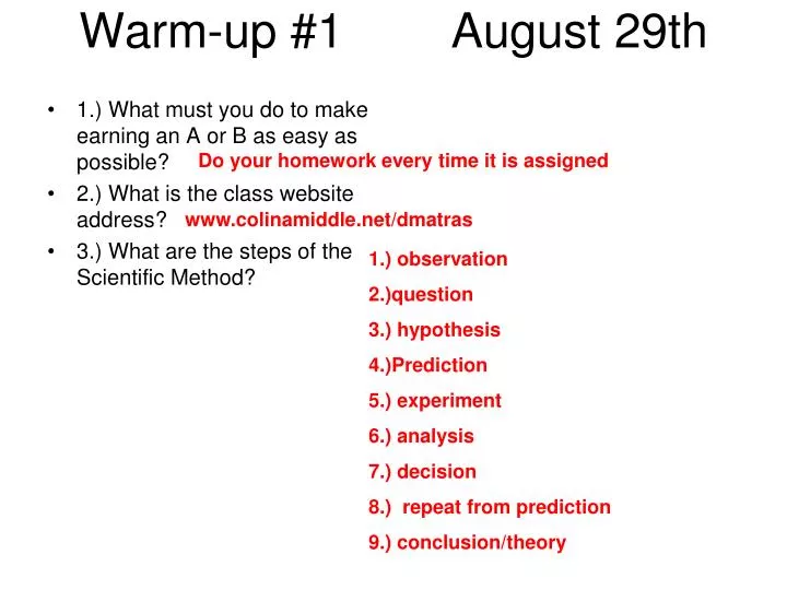 warm up 1 august 29th