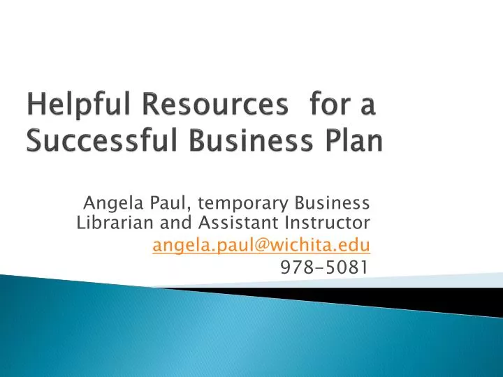 helpful resources for a successful business plan