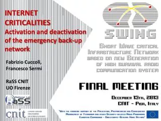 INTERNET CRITICALITIES Activation and deactivation of the emergency back-up network