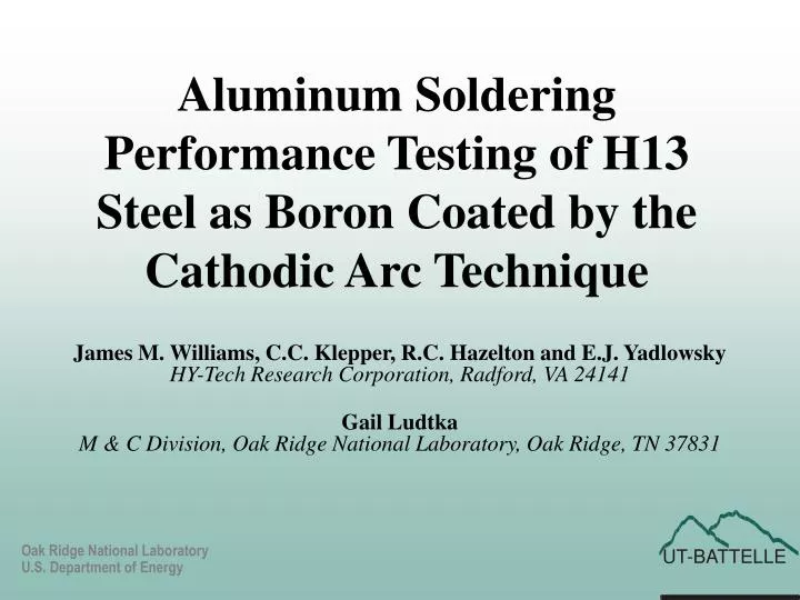 aluminum soldering performance testing of h13 steel as boron coated by the cathodic arc technique