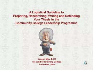 Joseph Mior, Ed.D Sir Sandford Fleming College December, 2003