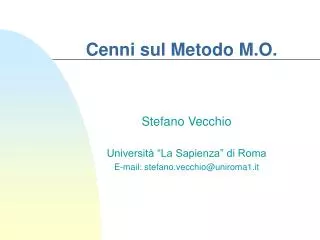 cenni sul metodo m o
