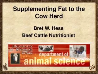 Supplementing Fat to the Cow Herd