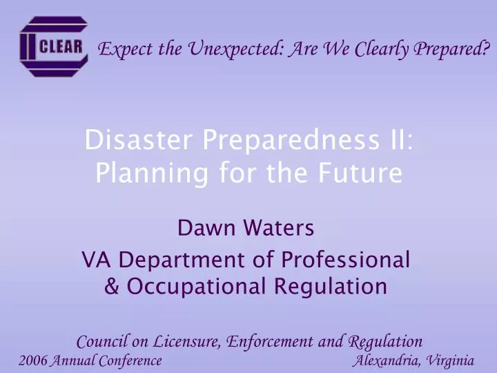 disaster preparedness ii planning for the future