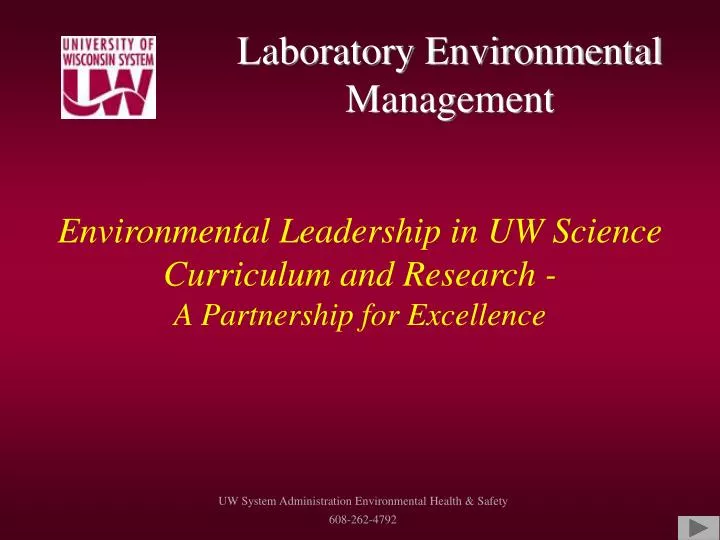 environmental leadership in uw science curriculum and research a partnership for excellence