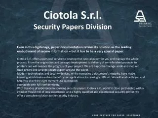 Ciotola S.r.l. Security Papers Division