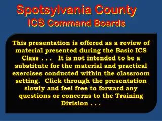 Spotsylvania County ICS Command Boards