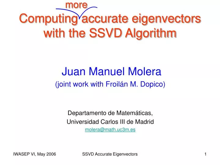 computing accurate eigenvectors with the ssvd algorithm