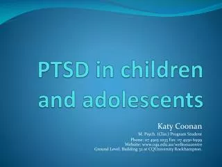 PTSD in children and adolescents