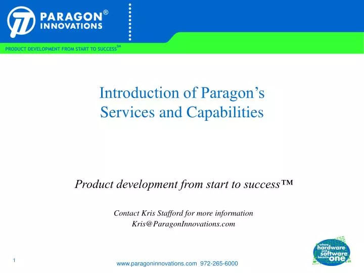 introduction of paragon s services and capabilities