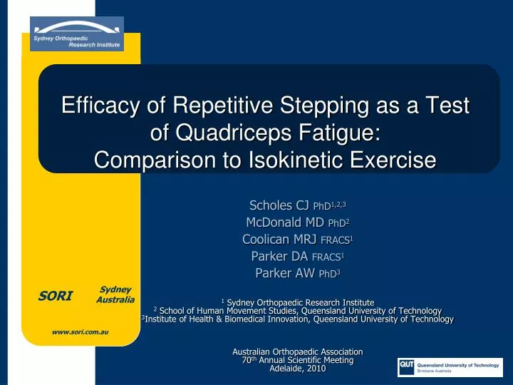 efficacy of repetitive stepping as a test of quadriceps fatigue comparison to isokinetic exercise
