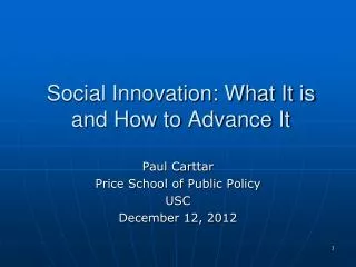 Social Innovation: What It is and How to Advance It