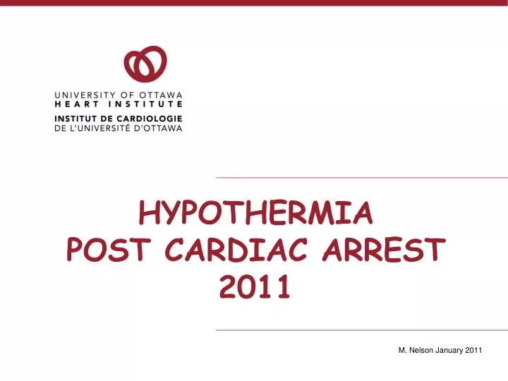 hypothermia post cardiac arrest 2011