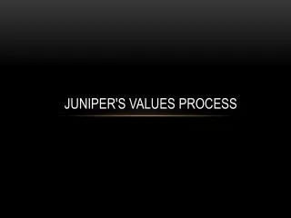 JUNIPER'S VALUES PROCESS